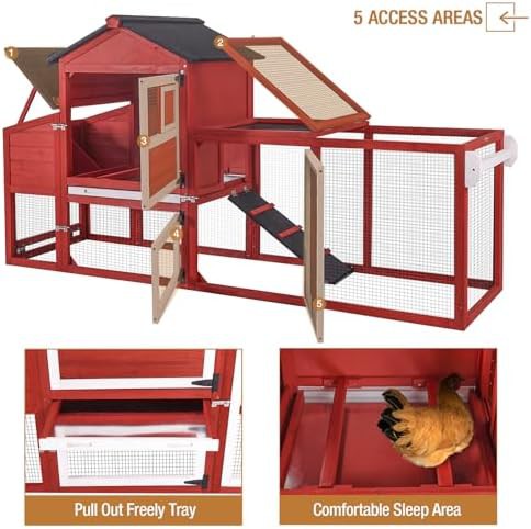 Red mobile hen house with wheels — photo 3