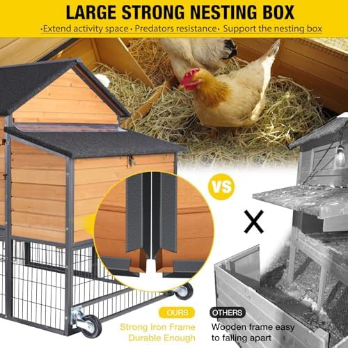 Large iron frame mobile poultry cage with rain cover — photo 4