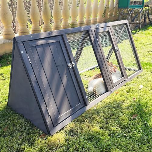Grey wooden A-frame coop with run — photo 4