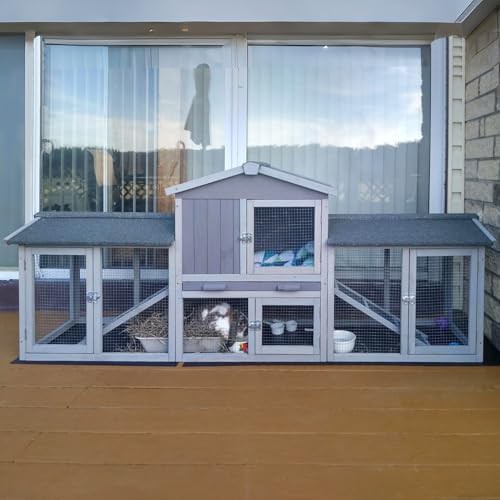 Two story wooden hutch with PVC floor