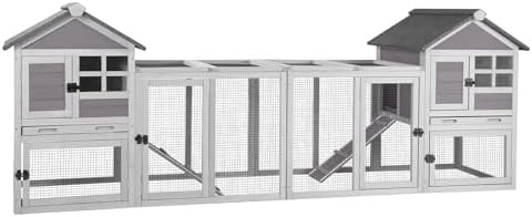 Extra long grey coop with run