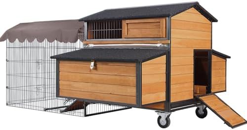 Metal frame chicken coop with leakproof tray