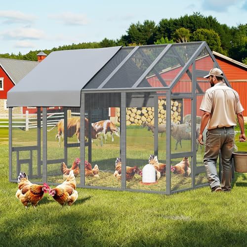Walk-in wooden poultry cage in gray