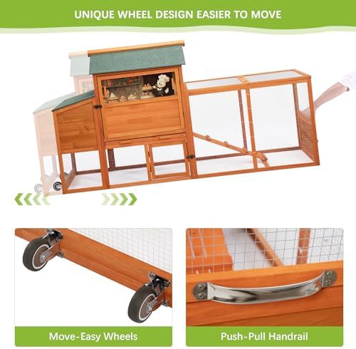 Mobile wooden poultry hutch with wheels — photo 4