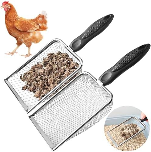 Sifting rake and scoop tool for chicken litter
