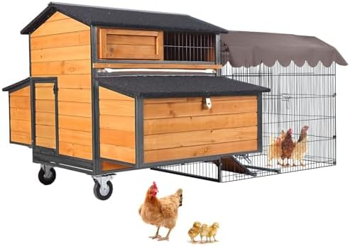 Metal portable chicken house with run
