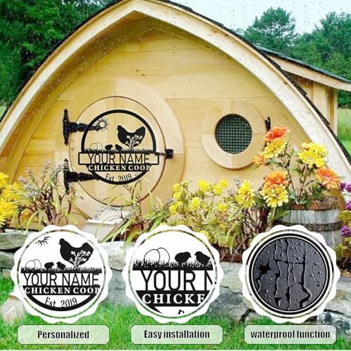 Personalized black metal chicken coop sign — photo 5