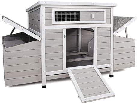 Outdoor poultry cage with six nesting boxes
