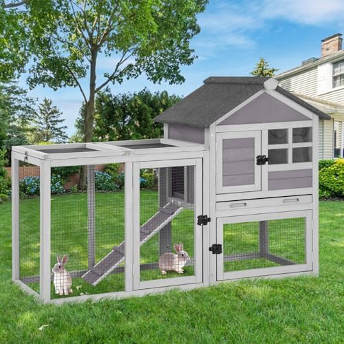 Grey two level wooden animal house