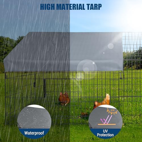 Portable metal chicken run with waterproof cover — photo 3