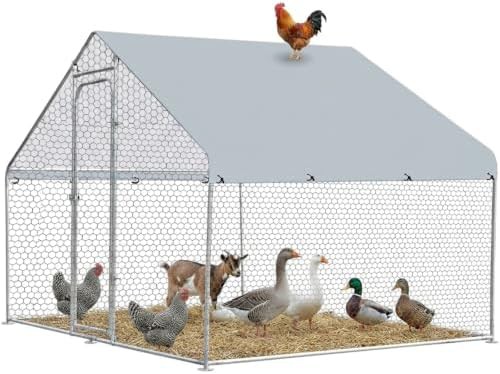 Small metal walk in coop with spire roof