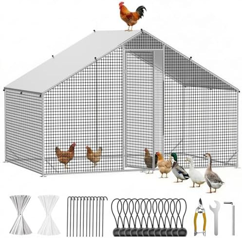 Medium walk in poultry enclosure with roof cover