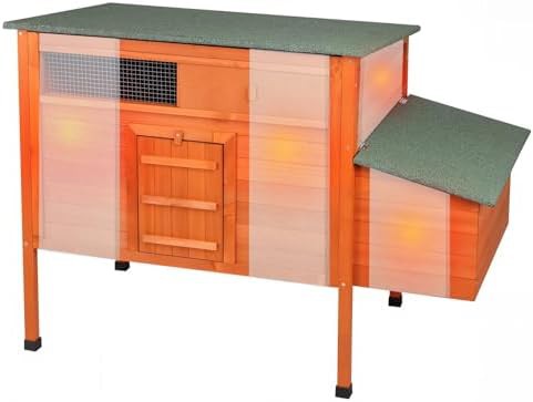 Insulated wooden chicken house with elevated hutch