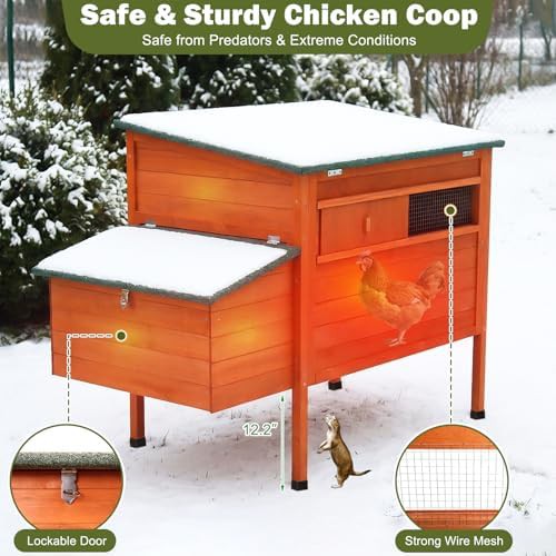 Insulated wooden chicken house with elevated hutch — photo 4