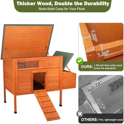 Insulated wooden chicken house with elevated hutch — photo 5