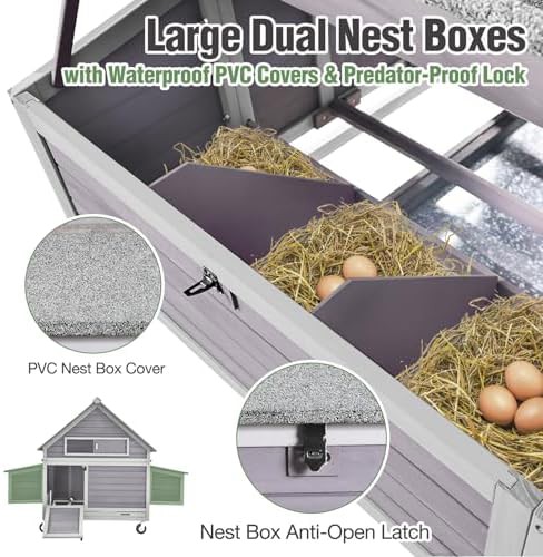 Grey mobile chicken coop with metal tray — photo 3