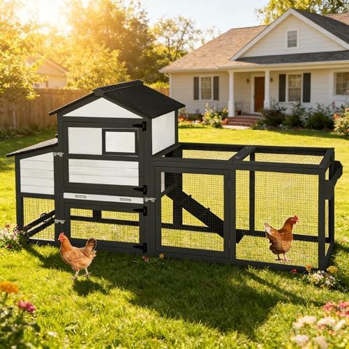 Black and white mobile chicken house