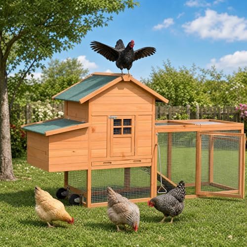 Mobile wooden chicken house on wheels