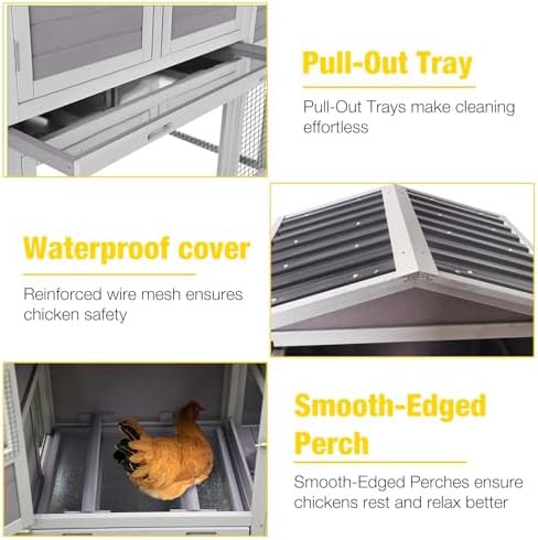 Grey mobile chicken coop with wheels — photo 4