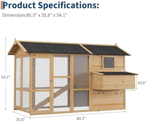 Natural wood chicken coop with wire fence — photo 3
