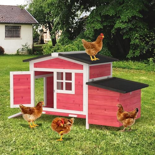 Small red wooden chicken house