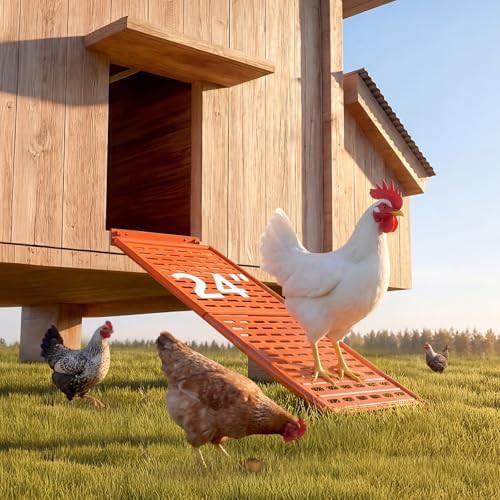Orange metal ladder ramp for coops