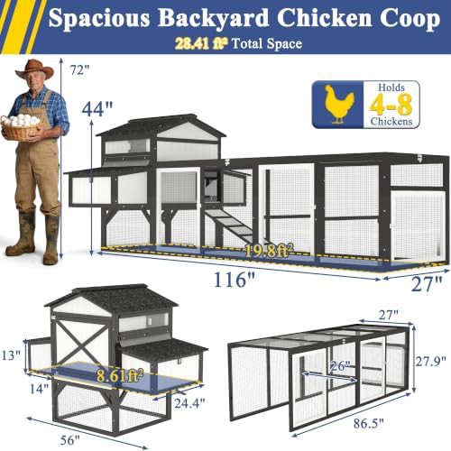 Large chicken coop with extended outdoor run — photo 5
