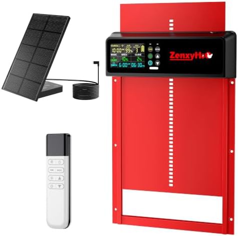 Red solar powered automatic coop door