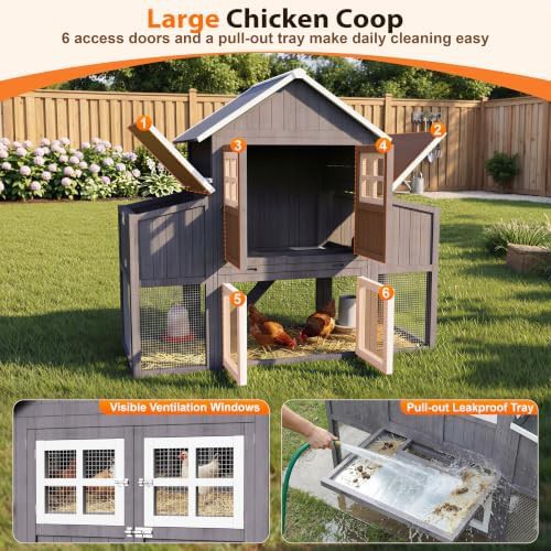 Large outdoor chicken coop with wire mesh — photo 3
