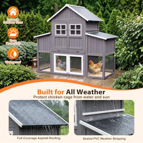 Large outdoor chicken coop with wire mesh — photo 4