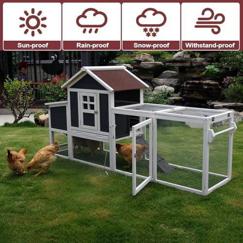 Black wooden chicken coop with wheels — photo 4