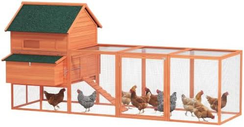 Orange wooden coop with extra large run