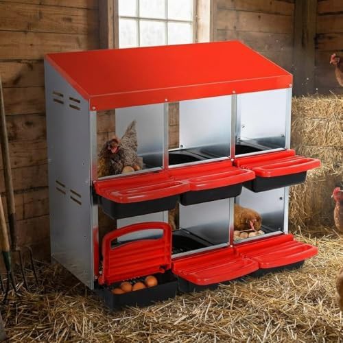 Six hole red metal nesting box