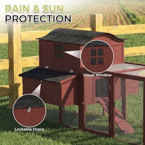 Large wooden chicken coop in reddish brown — photo 3