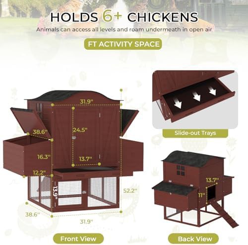 Large wooden chicken coop in reddish brown — photo 4