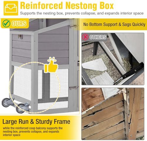 Grey mobile chicken coop with run and asphalt roof — photo 3