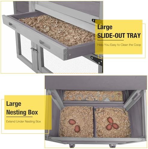 Grey mobile chicken coop with run and asphalt roof — photo 4