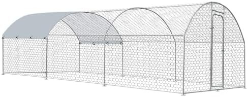 Metal poultry pen with UV resistant cover