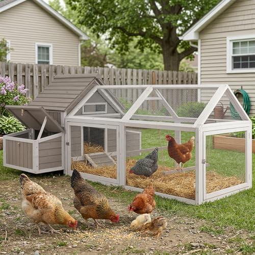 Large wooden chicken house with four nesting boxes