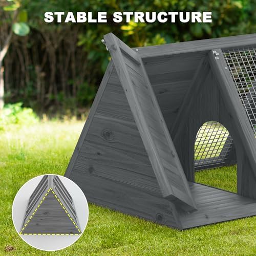 Modern grey A-frame rabbit hutch — photo 3