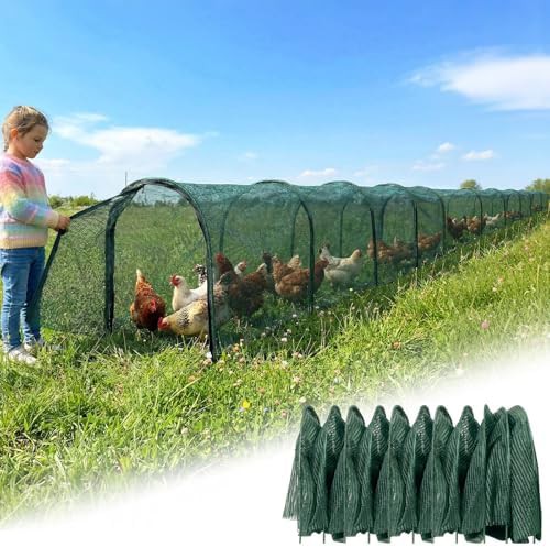 Extended length green foldable poultry tunnel