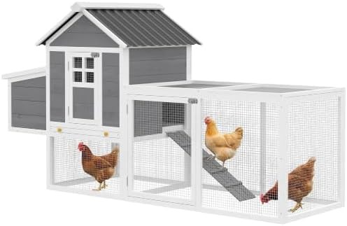 Gray wooden rabbit and poultry coop