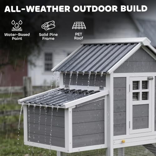 Gray wooden rabbit and poultry coop — photo 4