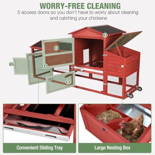 Red mobile hen house with 83 inch run — photo 3