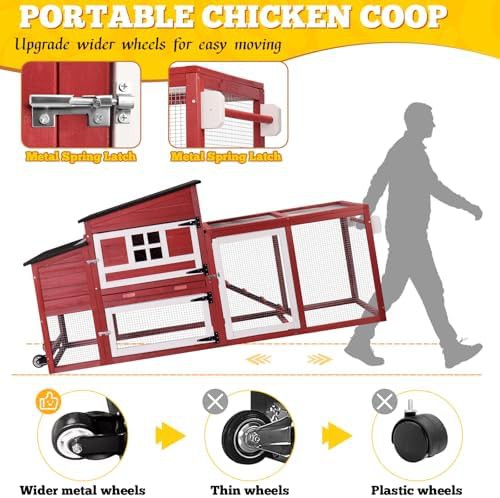 Portable red wooden coop for six chickens — photo 3
