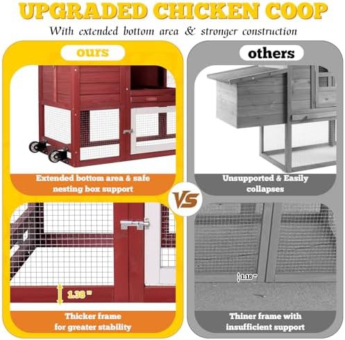 Portable red wooden coop for six chickens — photo 5