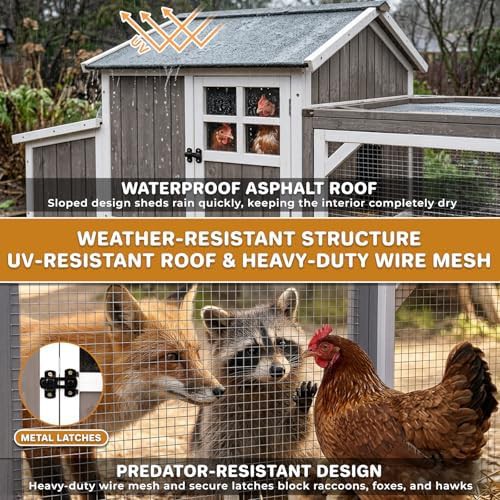 Large wooden chicken coop with wheels and run — photo 3
