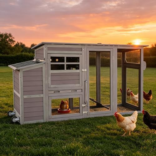 Seventy five inch mobile coop with run