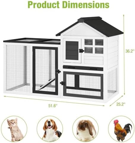 Black wooden rabbit hutch with leakproof tray — photo 5