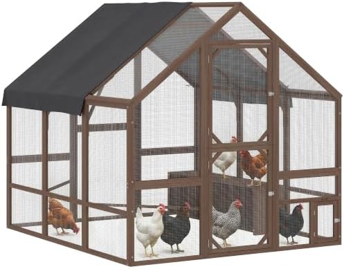 Dark brown wooden walk in duck coop